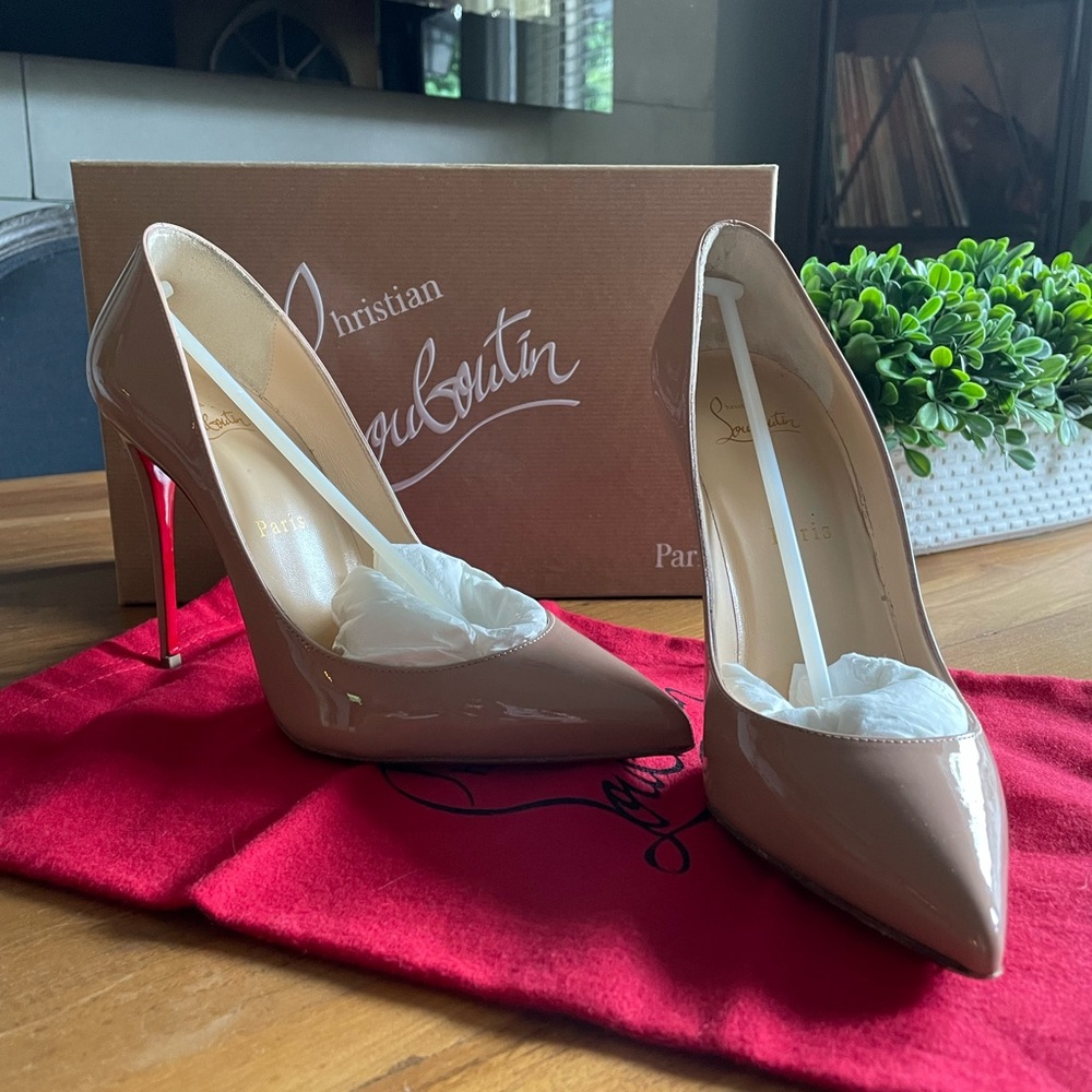 Christian Louboutin Pigalle Tan Heels with Signature Red Sole size 38